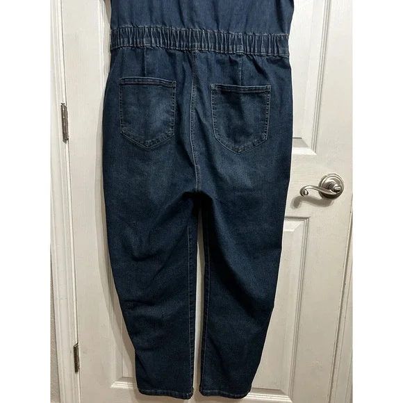 Celebrity Pink XXL Romper Jumper Denim Blue Jeans Dark Wash Western Button Up - Picture 10 of 14